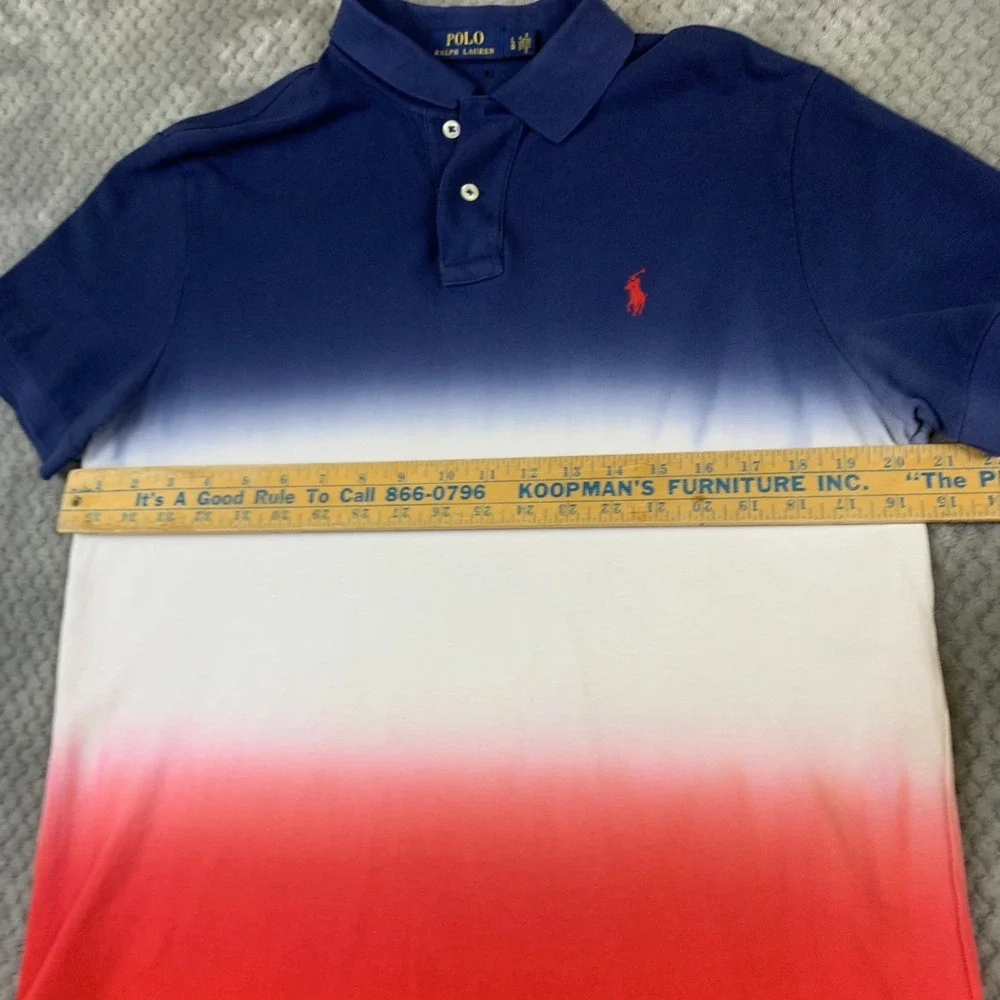 Polo Ralph Lauren Men Ombre Dip Dye Polo Shirt Red White Blue Large 710723686001
